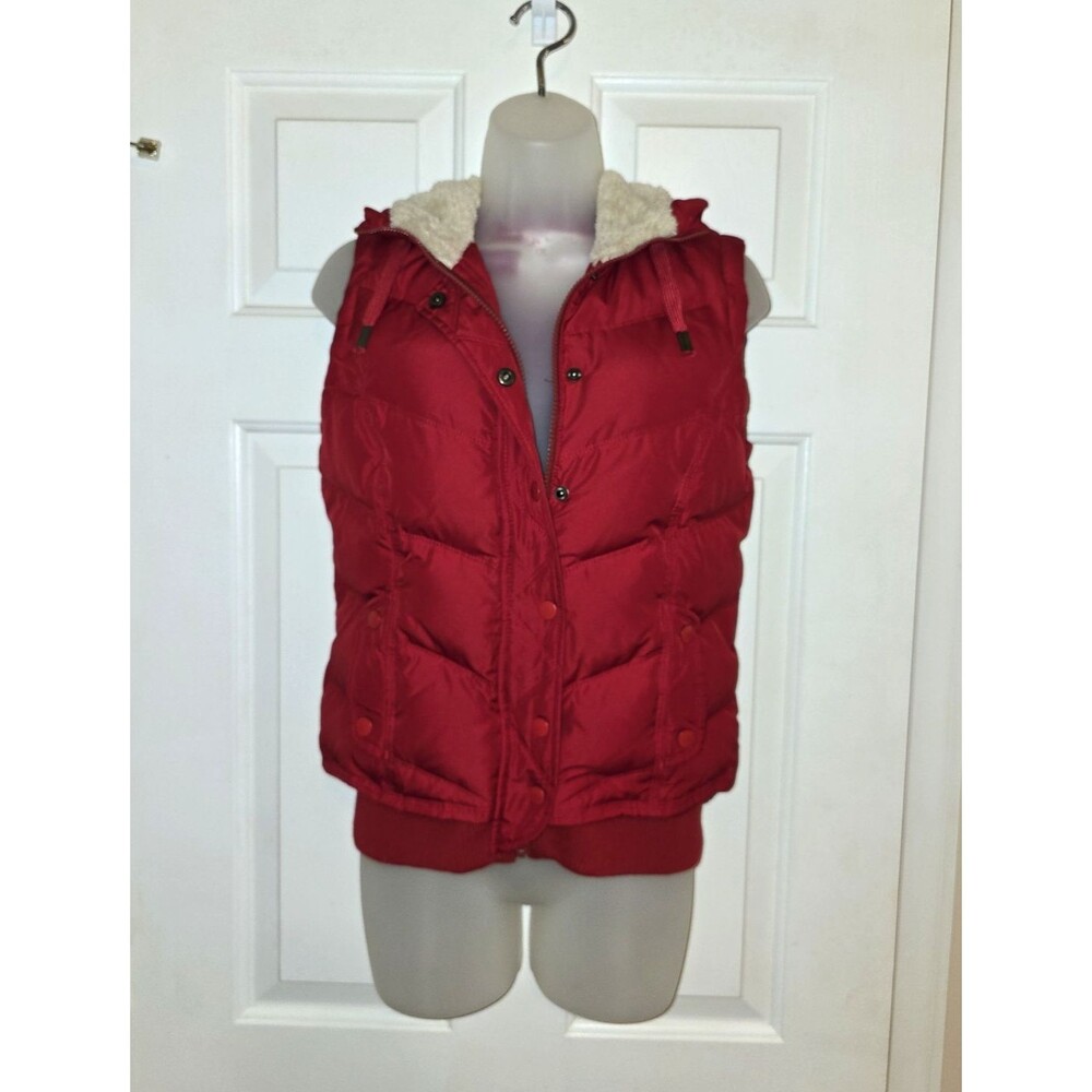 Duck Head Red Puffer Vest XS Hooded Down Filled Sleeveless Jacket Winter Coat